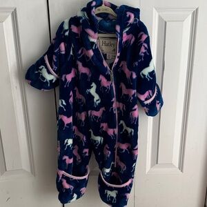 Hatley Navy and Pink Horse Patterned Hooded Onesie